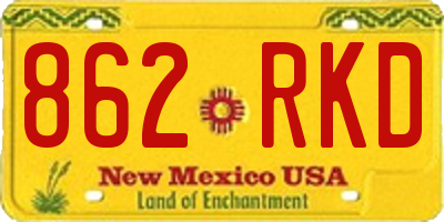NM license plate 862RKD