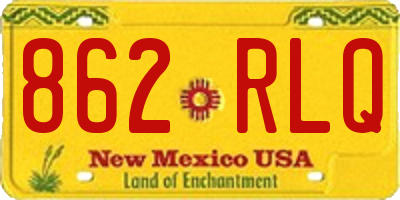 NM license plate 862RLQ