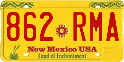 NM license plate 862RMA