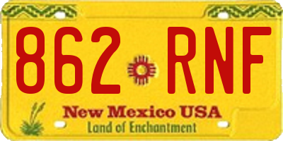 NM license plate 862RNF