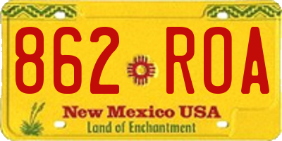 NM license plate 862ROA