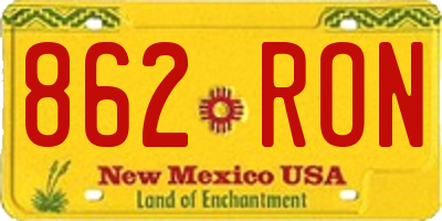 NM license plate 862RON