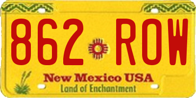 NM license plate 862ROW