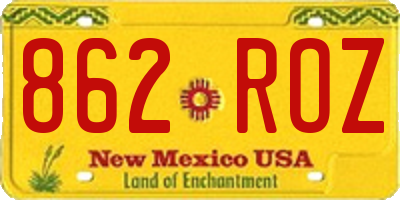 NM license plate 862ROZ