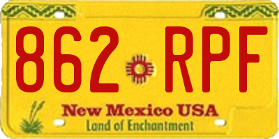NM license plate 862RPF