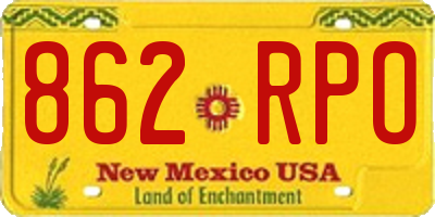 NM license plate 862RPO
