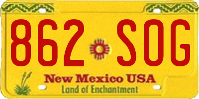 NM license plate 862SOG