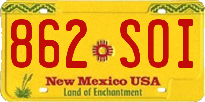 NM license plate 862SOI