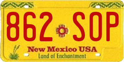 NM license plate 862SOP