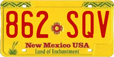 NM license plate 862SQV