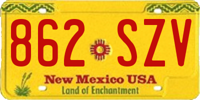 NM license plate 862SZV