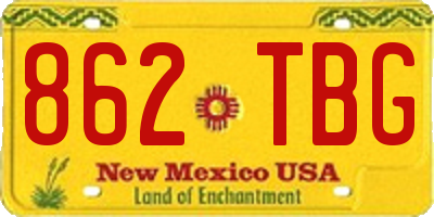 NM license plate 862TBG