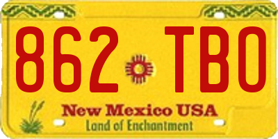 NM license plate 862TBO