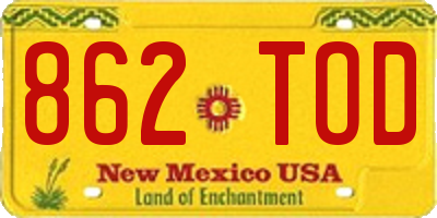 NM license plate 862TOD