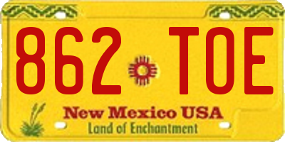 NM license plate 862TOE