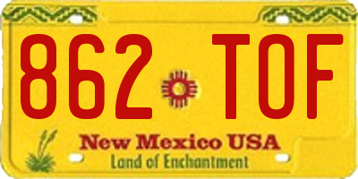 NM license plate 862TOF