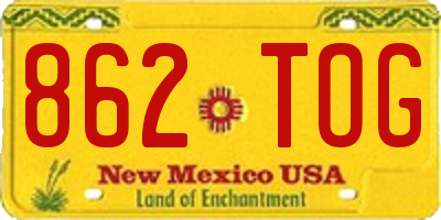 NM license plate 862TOG