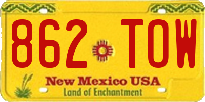 NM license plate 862TOW