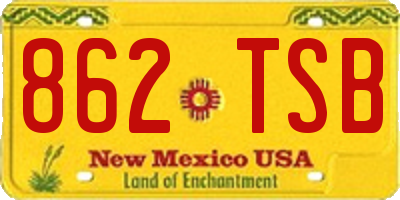 NM license plate 862TSB