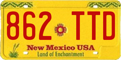NM license plate 862TTD