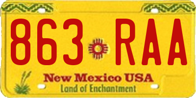 NM license plate 863RAA