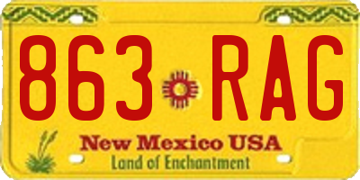 NM license plate 863RAG