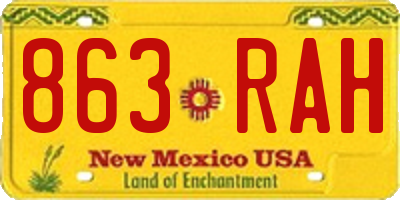 NM license plate 863RAH