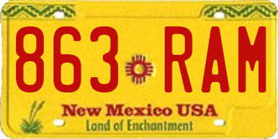 NM license plate 863RAM