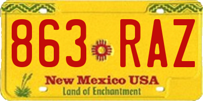 NM license plate 863RAZ