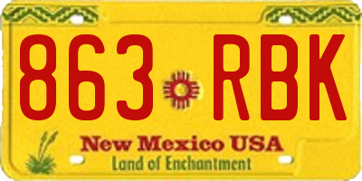 NM license plate 863RBK