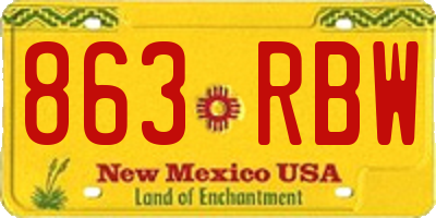 NM license plate 863RBW