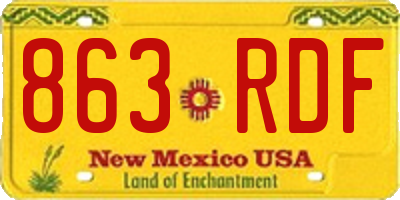 NM license plate 863RDF