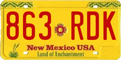 NM license plate 863RDK