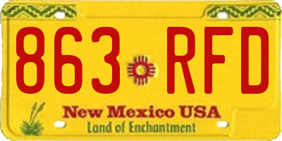 NM license plate 863RFD