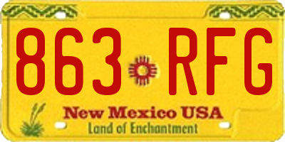 NM license plate 863RFG