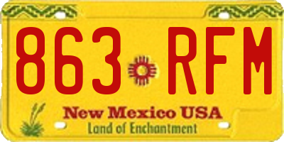 NM license plate 863RFM