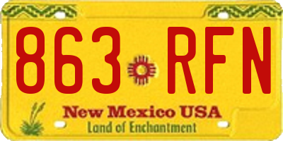 NM license plate 863RFN