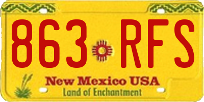 NM license plate 863RFS