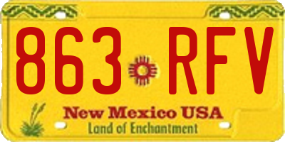 NM license plate 863RFV