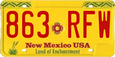 NM license plate 863RFW