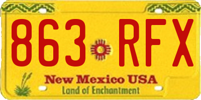 NM license plate 863RFX