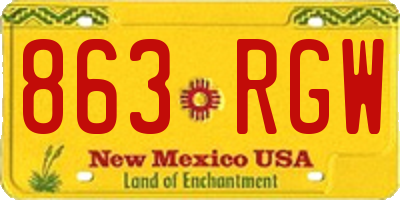 NM license plate 863RGW