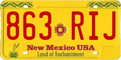 NM license plate 863RIJ