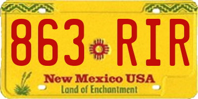 NM license plate 863RIR