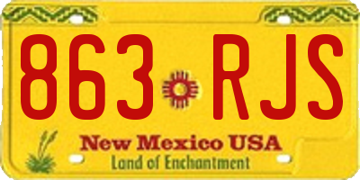 NM license plate 863RJS
