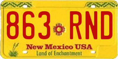 NM license plate 863RND