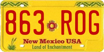 NM license plate 863ROG