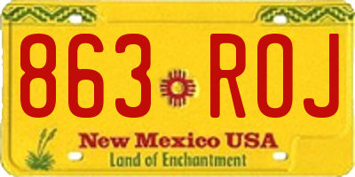 NM license plate 863ROJ