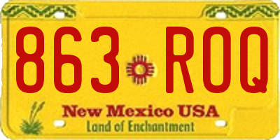 NM license plate 863ROQ