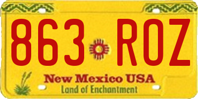 NM license plate 863ROZ